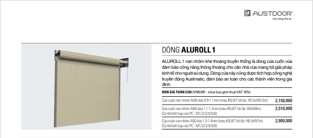 BẢNG GIÁ CỬA CUỐN ĐỨC 2021 - VIỆT MINH LONG 12 cấu tạo cửa cuốn đức austdoor dòng aluroll 1
