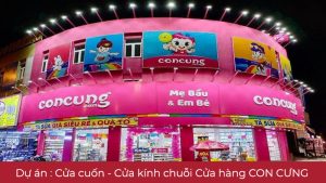 Dự án : Cửa Cuốn Tấm Liền - Cửa Kính cường lực chuỗi 15+ cửa hàng Con Cưng 2