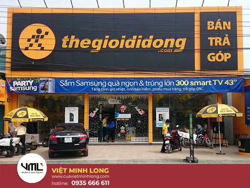 Dự án : Cửa cuốn - Cửa kính cường lực- Mặt kính hơn 20+ cửa hàng Thegioididong 4 cửa kính cường lực tại thế giới di động